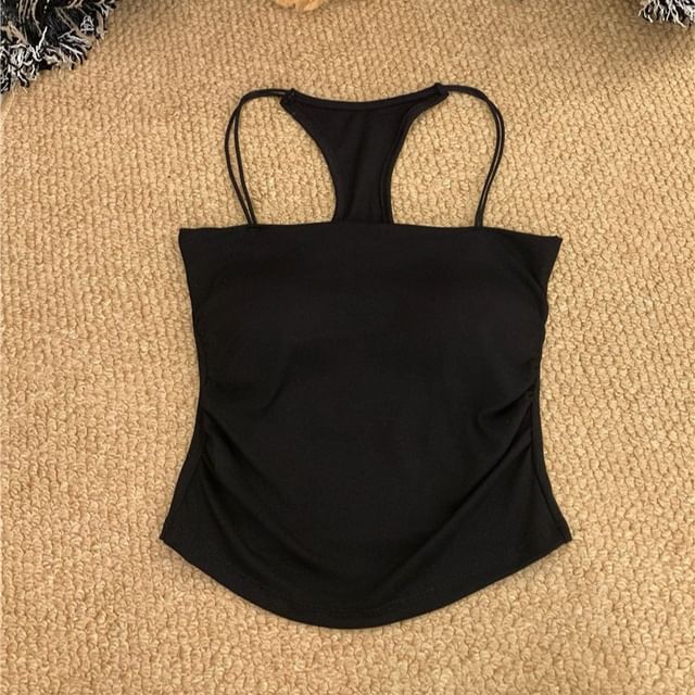 Ruched Racerback Padded Slim Fit Camisole Top