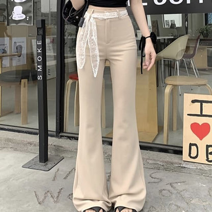 High Waist Plain Bootcut Pants