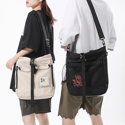 Crossbody Nylon Mesh Buckled Bag Panel