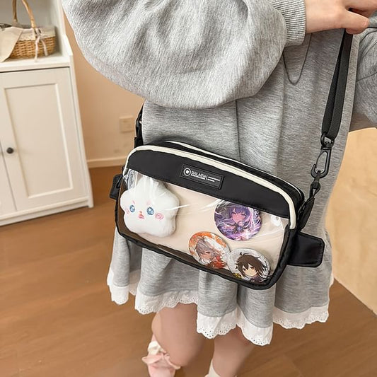 Panel Nylon PVC Crossbody Bag