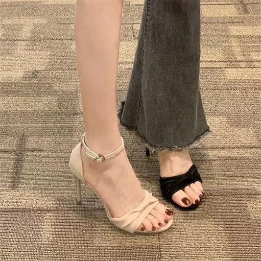 High Heel Twisted Strap Sandals