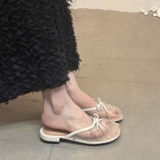 Rhinestone Mesh Mules