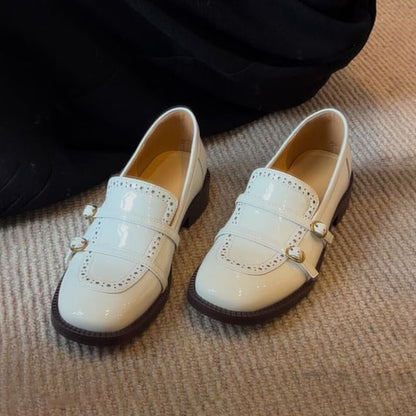 Low Heel Faux Leather Loafers