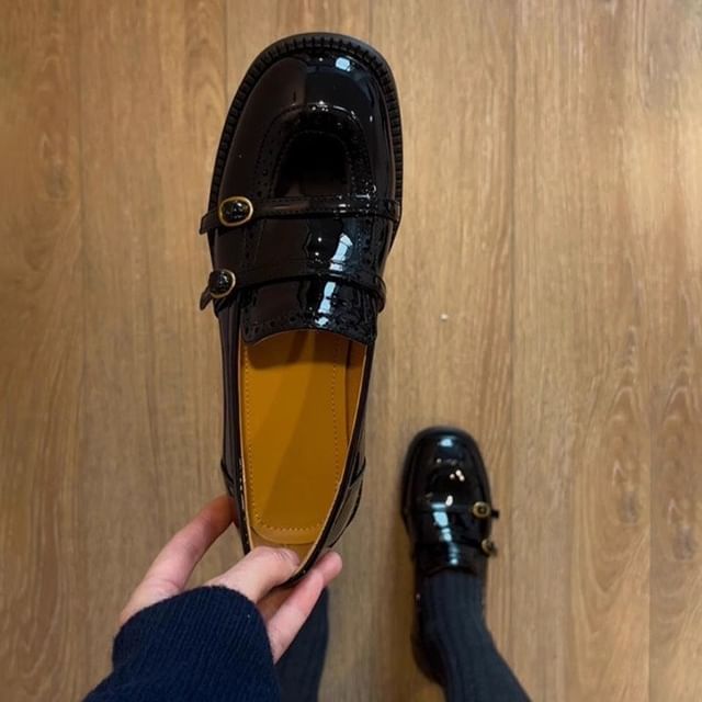 Low Heel Faux Leather Loafers