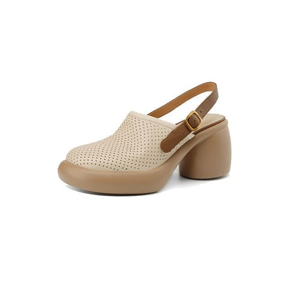 Block Heel Perforated Clogs