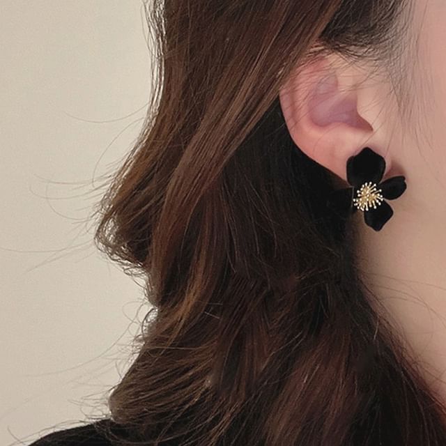 Flower Velvet Stud Earring