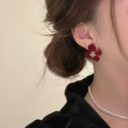 Flower Velvet Stud Earring