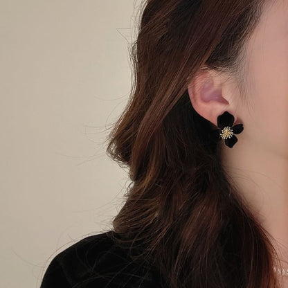 Flower Velvet Stud Earring
