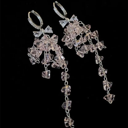 CZ Bow Huggie Dangle Earring