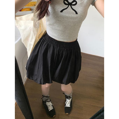 High Waist Plain Bubble Shorts