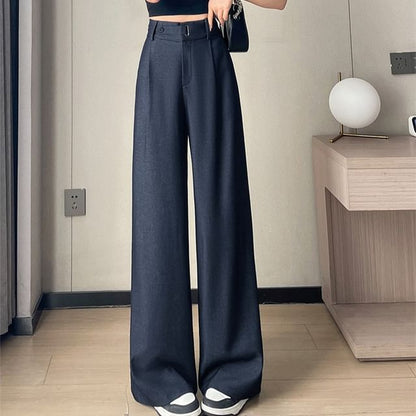 High Rise Plain Wide Leg Jeans (Various Designs)