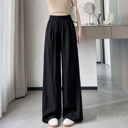 High Rise Lace Panel Wide Leg Pants