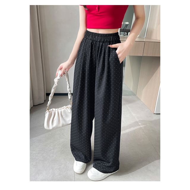 High Waist Dotted Wide Leg Pants (Various Designs)
