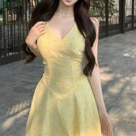 Sleeveless V-Neck Floral Midi Sundress