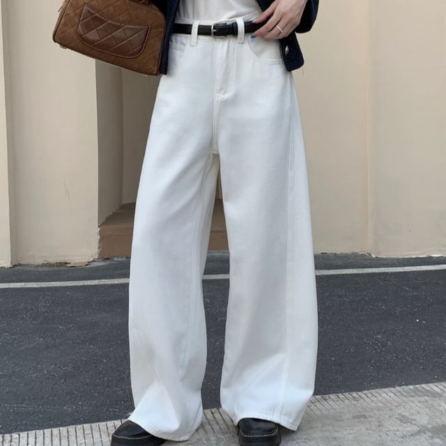 Low Waist Washed Wide Leg Jeans