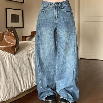 Low Waist Washed Wide Leg Jeans