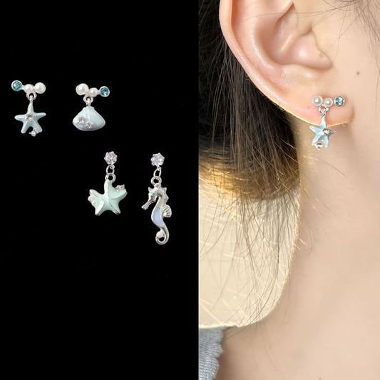 Asymmetrical Star Rhinestone Drop Earring / Clip-On Earring