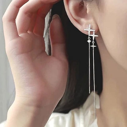 Rhinestone Star Dangle Earring / Clip-On Earring