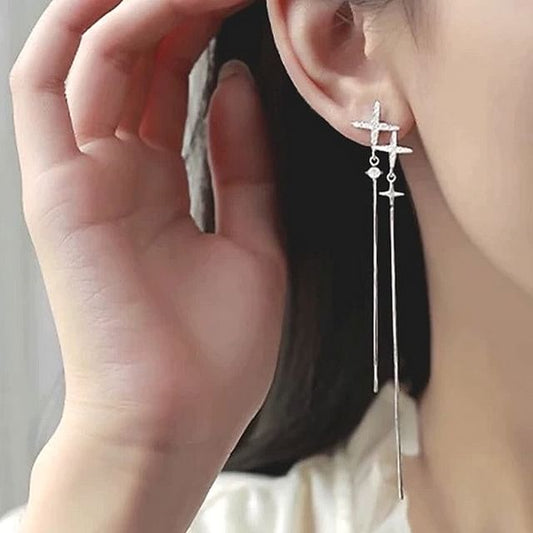 Rhinestone Star Dangle Earring / Clip-On Earring