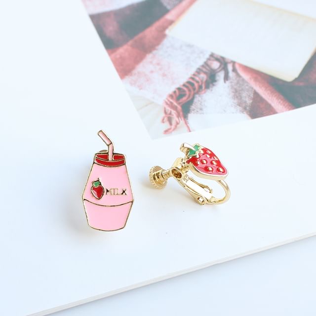 Asymmetrical Fruit Milk Stud Earring / Clip-On Earring
