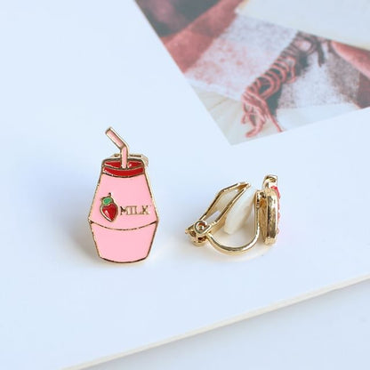 Asymmetrical Fruit Milk Stud Earring / Clip-On Earring