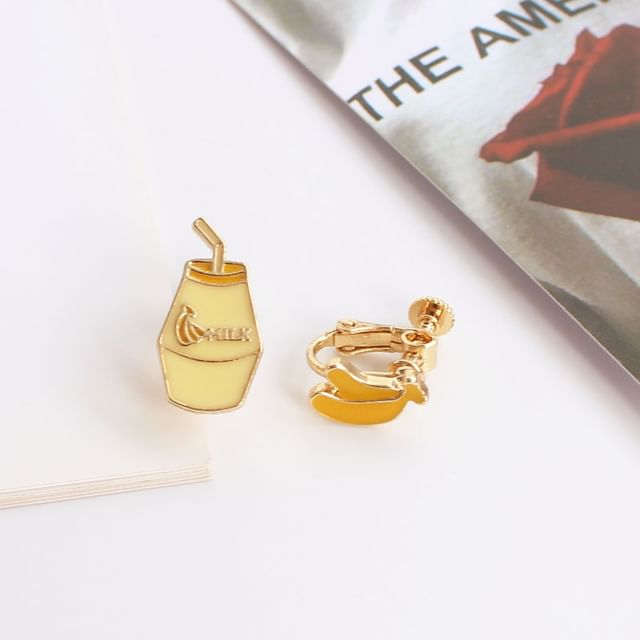 Asymmetrical Fruit Milk Stud Earring / Clip-On Earring
