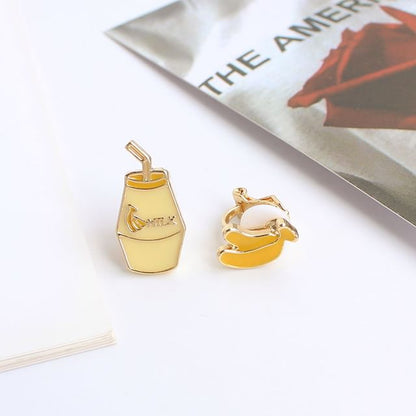 Asymmetrical Fruit Milk Stud Earring / Clip-On Earring
