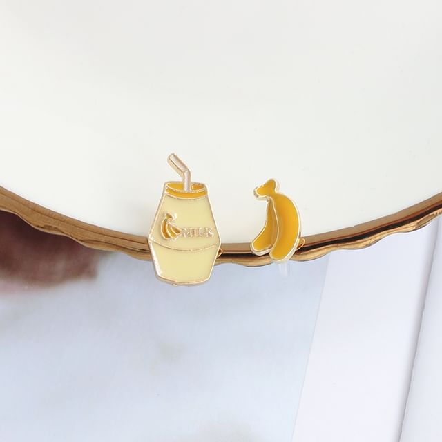 Asymmetrical Fruit Milk Stud Earring / Clip-On Earring