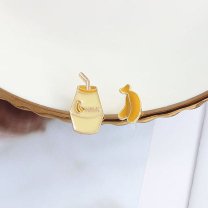 Asymmetrical Fruit Milk Stud Earring / Clip-On Earring