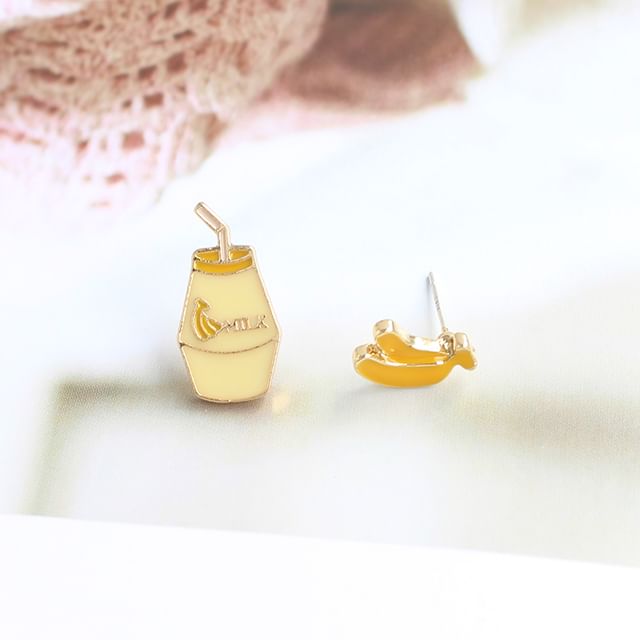 Asymmetrical Fruit Milk Stud Earring / Clip-On Earring