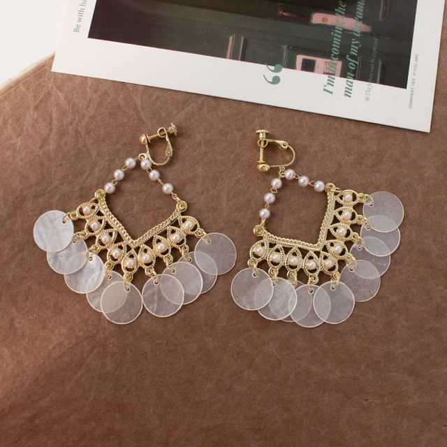 Faux Pearl Chandelier Earring / Clip-On Earring