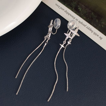 Rhinestone Star Dangle Earring / Clip-On Earring