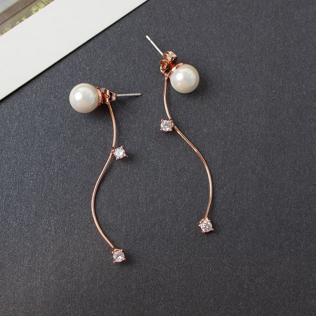 Faux Pearl Rhinestone Alloy Dangle Earring / Ear Cuff (Various Designs)