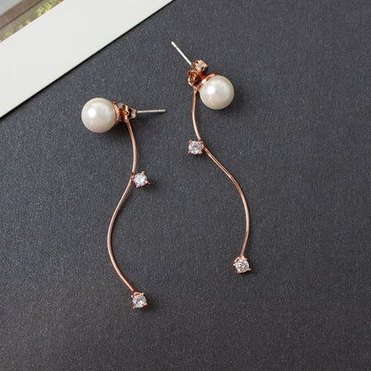 Faux Pearl Rhinestone Alloy Dangle Earring / Ear Cuff (Various Designs)