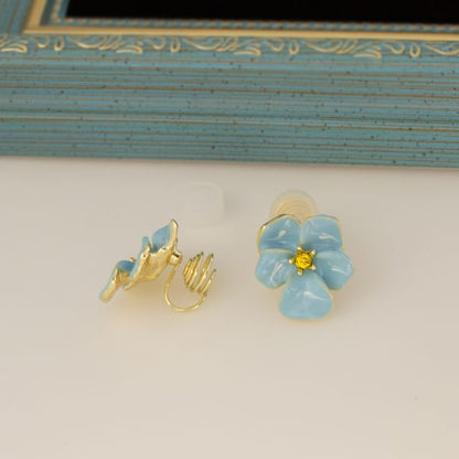 Floral Glaze Alloy Stud Earring / Ear Cuff