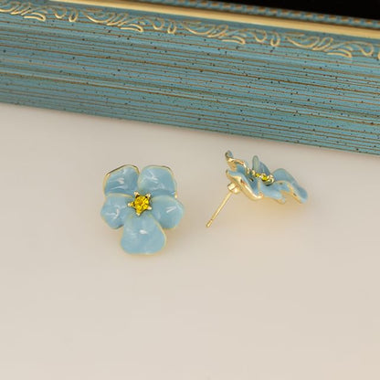 Floral Glaze Alloy Stud Earring / Ear Cuff
