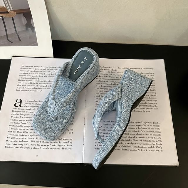 Heel Square Sandals Wedge Thong Toe