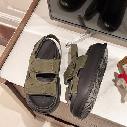 Slingback Sandals Plain Platform Adhesive Strap