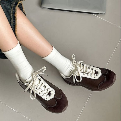 Faux Leather Lace-Up Sneakers