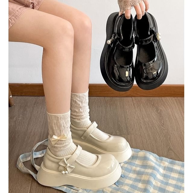Faux Leather Platform Mary Jane Shoes