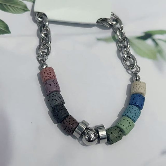 Volcanic Stone Stainless Steel Bracelet