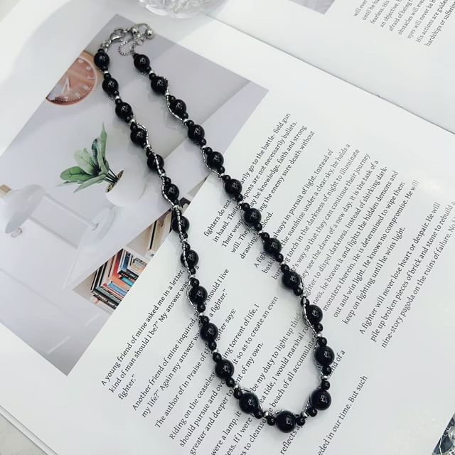 Gemstone Bead Necklace & Bracelet Stainless Steel