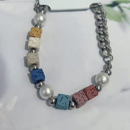 Volcanic Stone Stainless Steel Bracelet