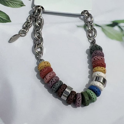 Volcanic Stone Stainless Steel Bracelet