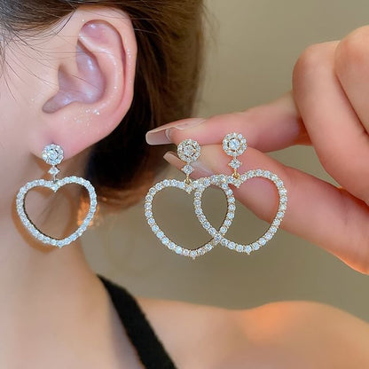 Heart Rhinestone Alloy Drop Earring
