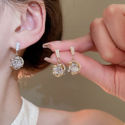 Alloy Drop Rhinestone Earring