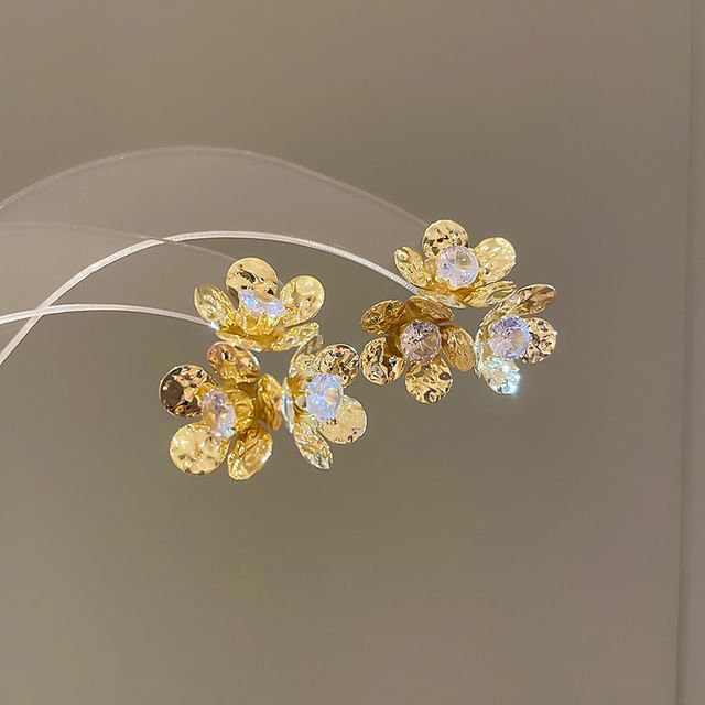 Statement Alloy Floral Earring Rhinestone