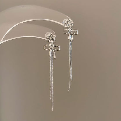 Star bow Rhinestone Alloy Threader Earring