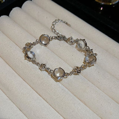 Glass Bead Station Alloy Choker / Bracelet