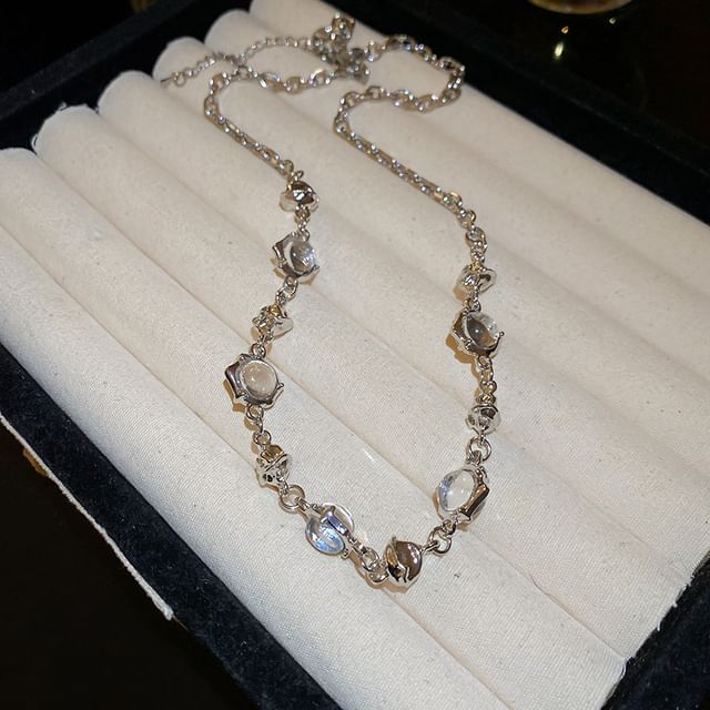 Glass Bead Station Alloy Choker / Bracelet